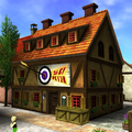 Hyrule Castle Town Shooting Gallery exterior in Ocarina of Time 3D