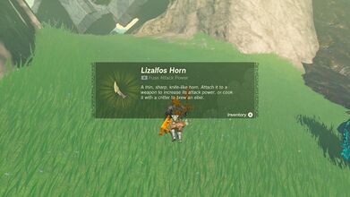 Link picking up a Lizalfos Horn in Tears of the Kingdom