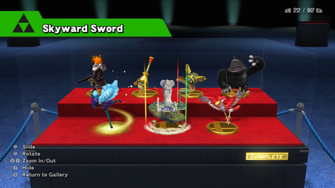 Skyward Sword trophies: Demise, Gust Bellows, Beetle, The Imprisoned, Fi, Skyloft, Crimson Loftwing