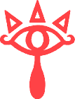 The Sheikah emblem, a recurring image in the Zelda series.