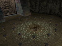 Entrance of the Shadow Temple: Notice the altar and the Sheikah eye